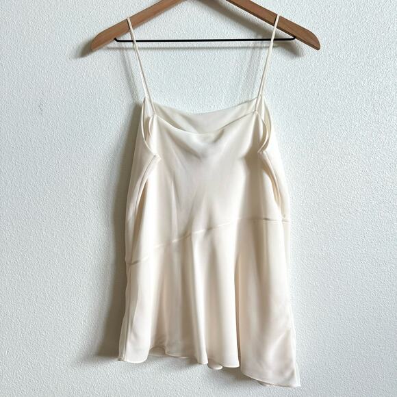 Theory Ivory Asymmetric Crepe de Chine Slip Camisole Women's Medium - Picture 4 of 7